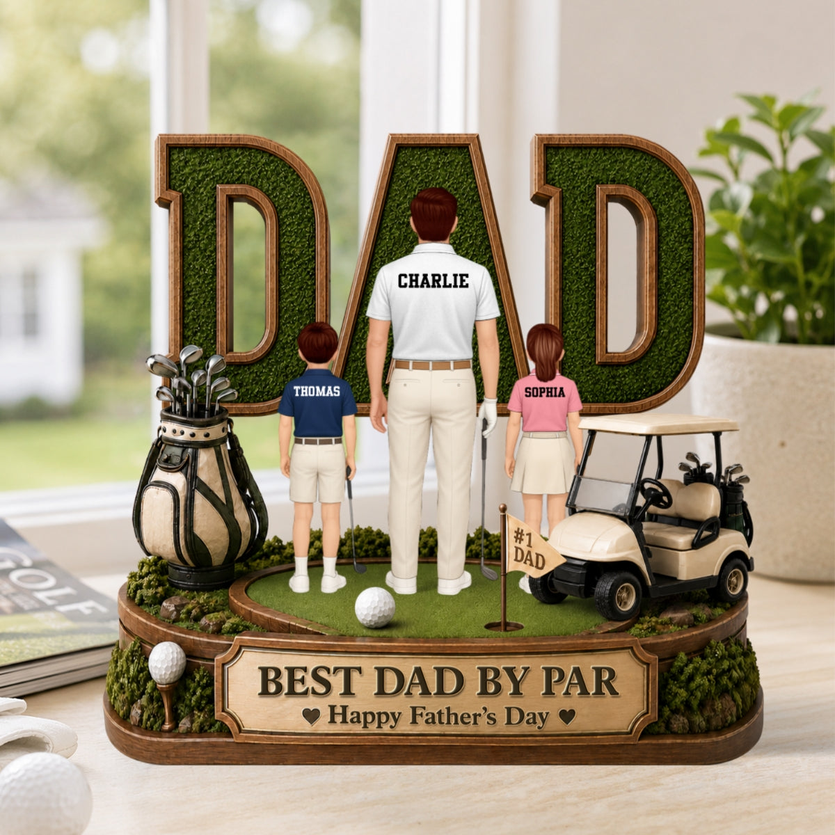 Above Par In Every Way Golfer Dad - Personalized Acrylic Block Plaque - Gift For Dad, Husband