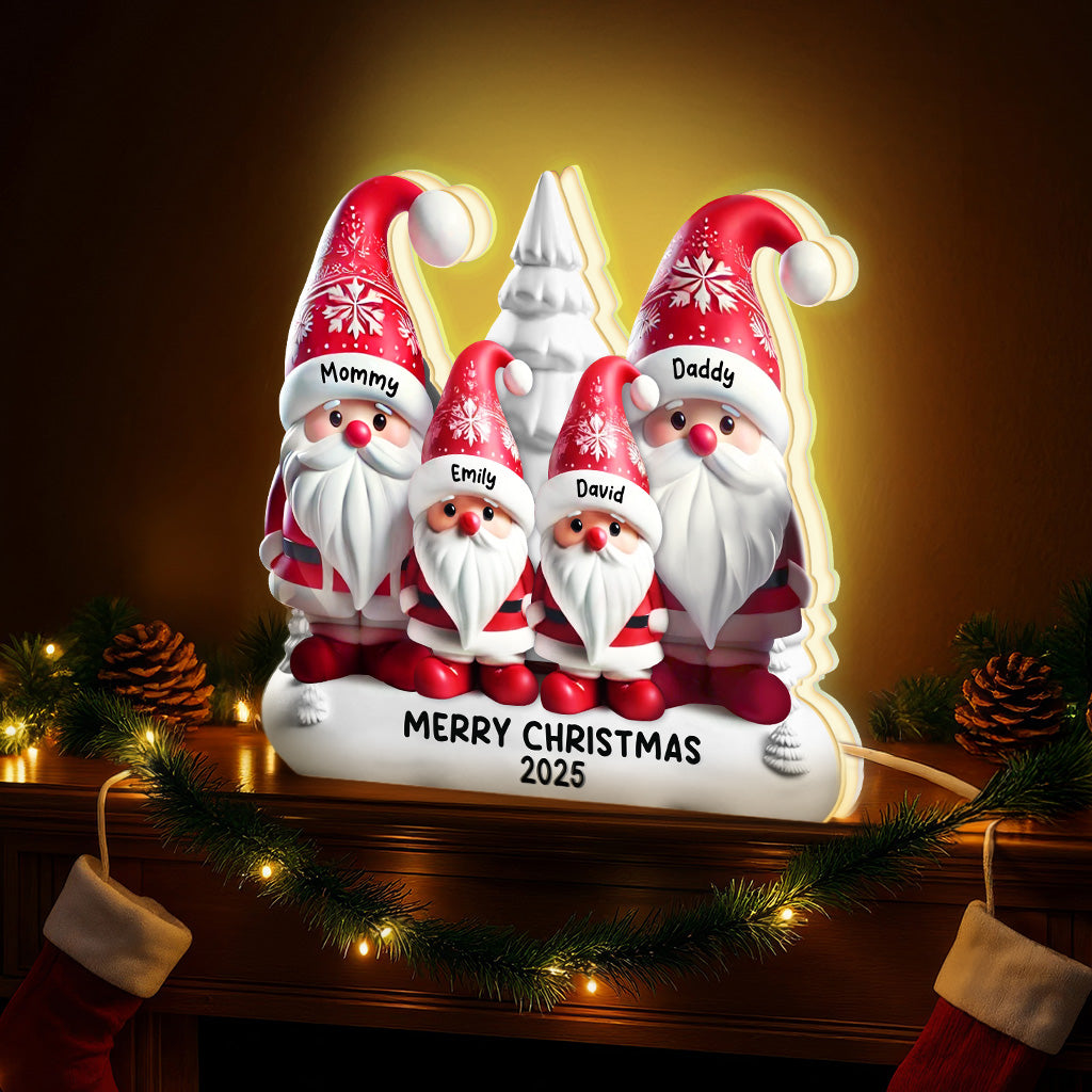 3D Effect Cute Gnomes - Personalized Light Box - Christmas Decor Gift For Grandparents, Family