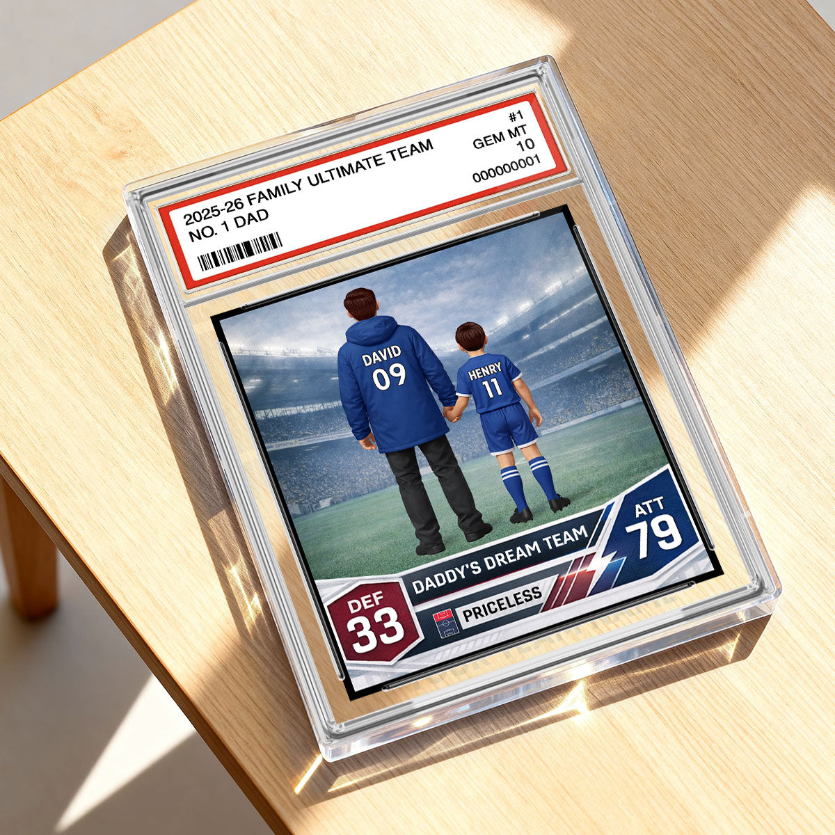 Our Match Of A Lifetime Trading Card - Personalised Acrylic Block Plaque - UK Gift For Football Dad