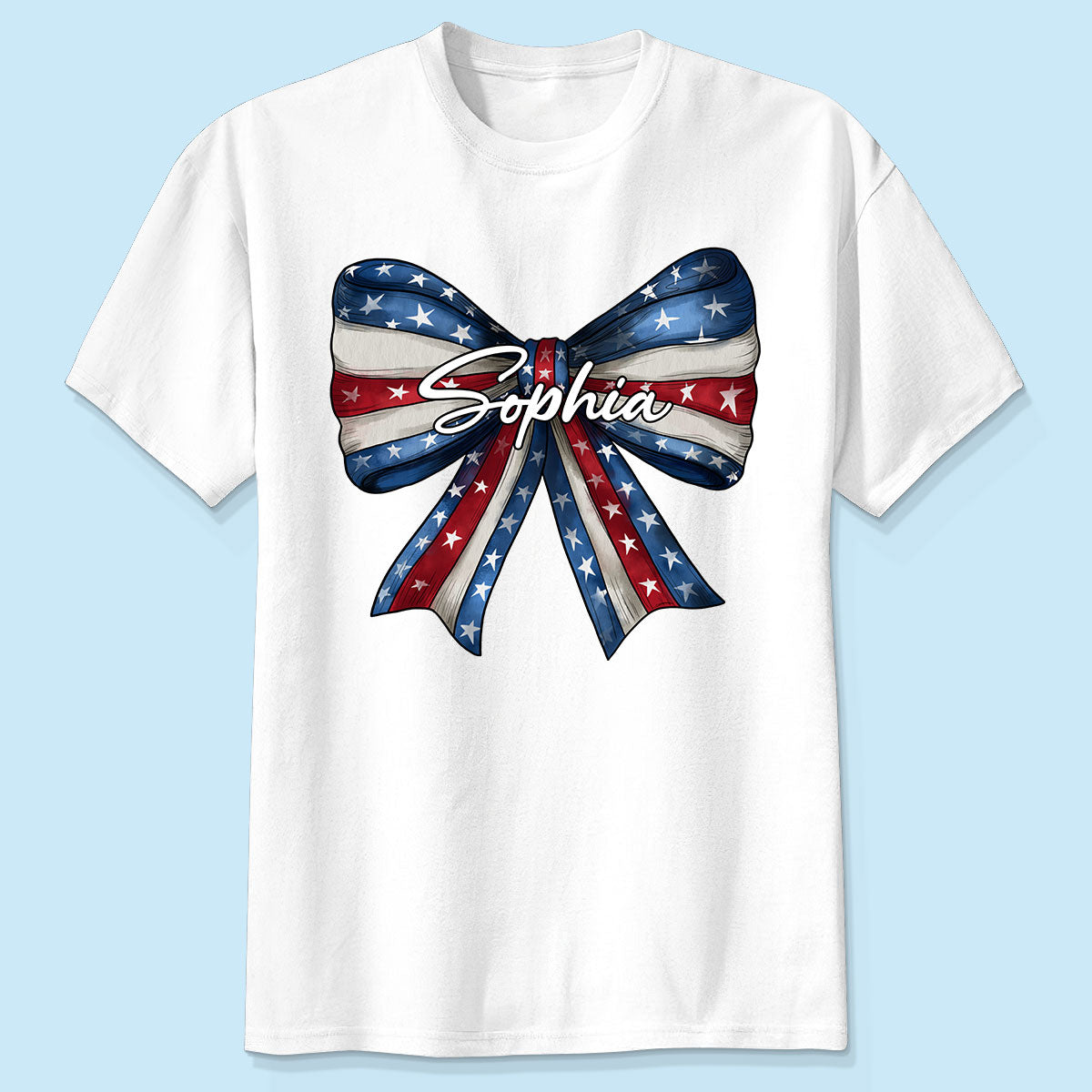 Coquette American Girl Bow 4th Of July Independence Day Personalized Shirt