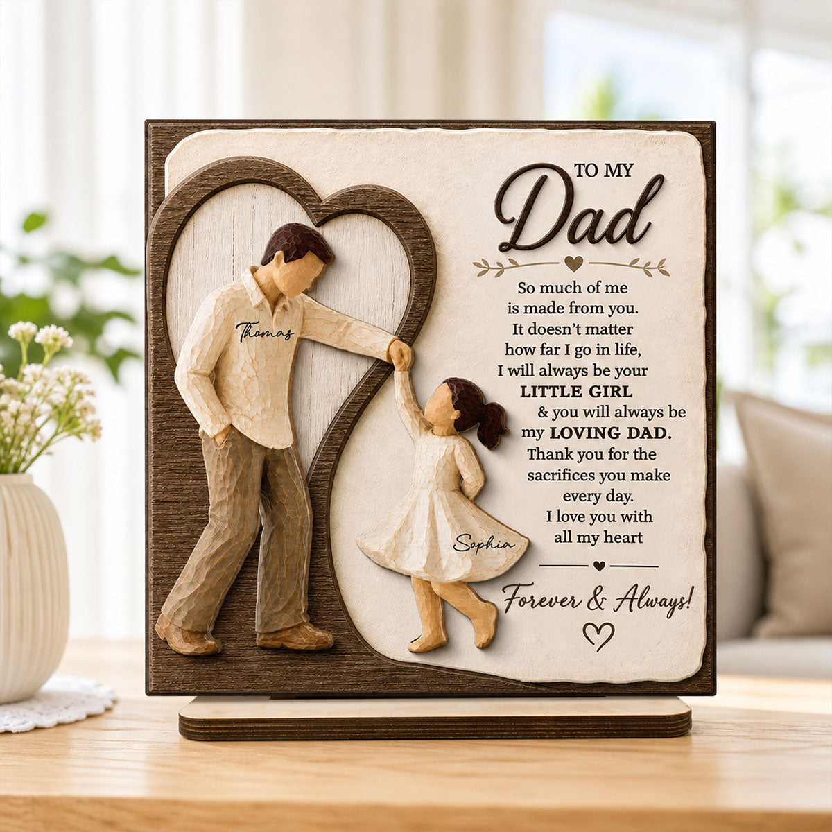 Will Always Be Your Little Girl Dancing Father & Daughter - Personalized 2-Layered Wooden Plaque - Sentimental Gift From Daughter