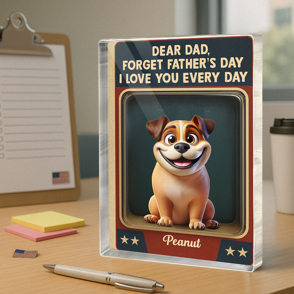 Forget We Love You Every Day Cute Dog Figures Style Personalized Acrylic Block Plaque