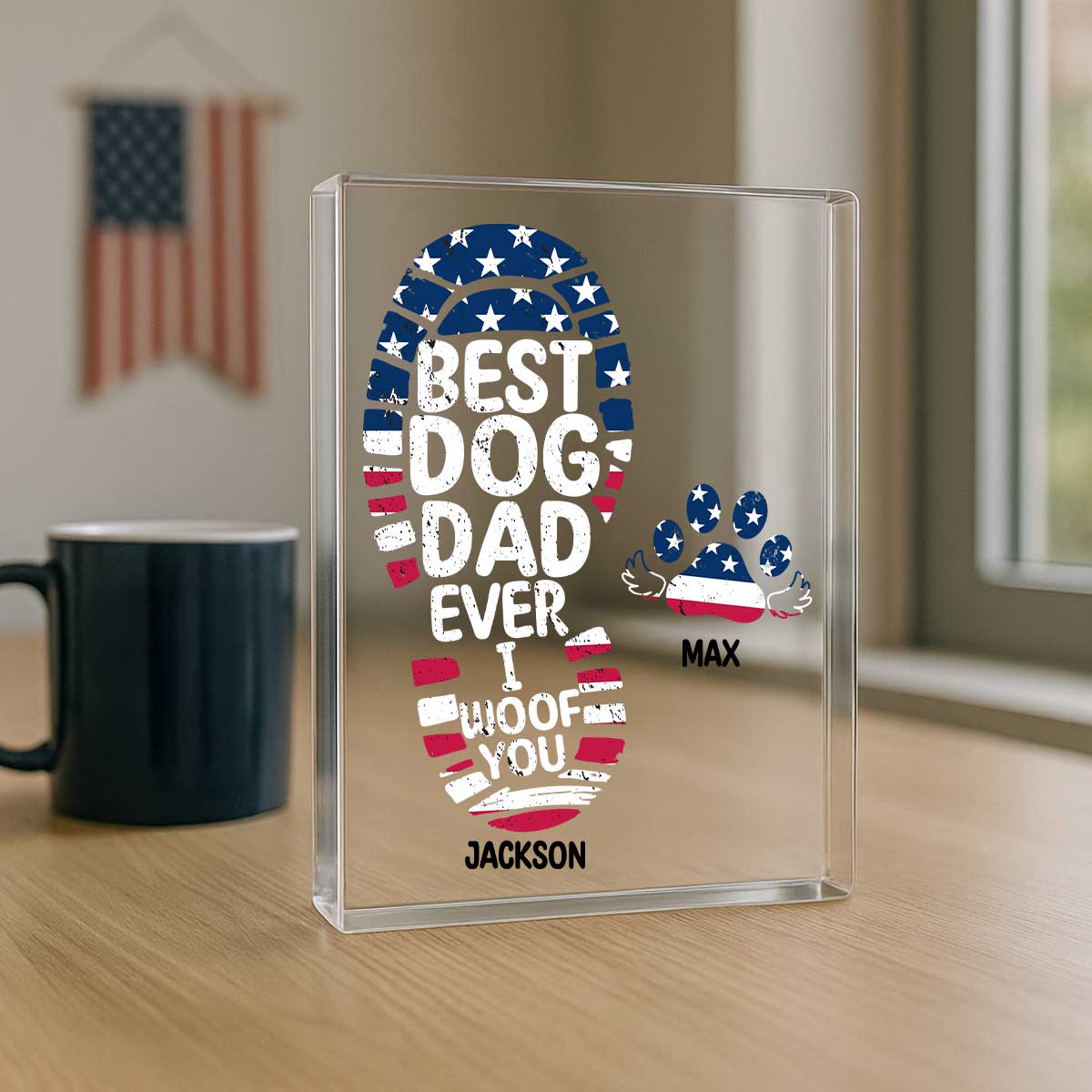 Best Dog Dad Ever We Woof You Personalized Acrylic Block Plaque, Gift for Dog Dads