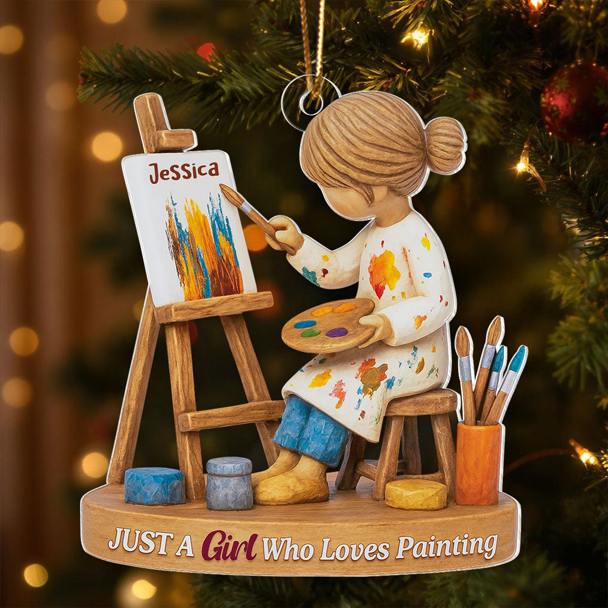 Just A Girl Who Loves Painting - Personalized Acrylic Ornament, Thoughtful Christmas Gift for Artist, Painter, Art Teacher Decor