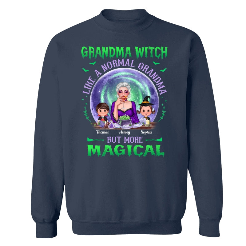 Halloween Grandma Mom Kids Green Purple Moon Personalized Shirt