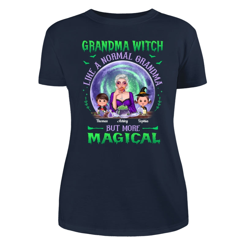Halloween Grandma Mom Kids Green Purple Moon Personalized Shirt