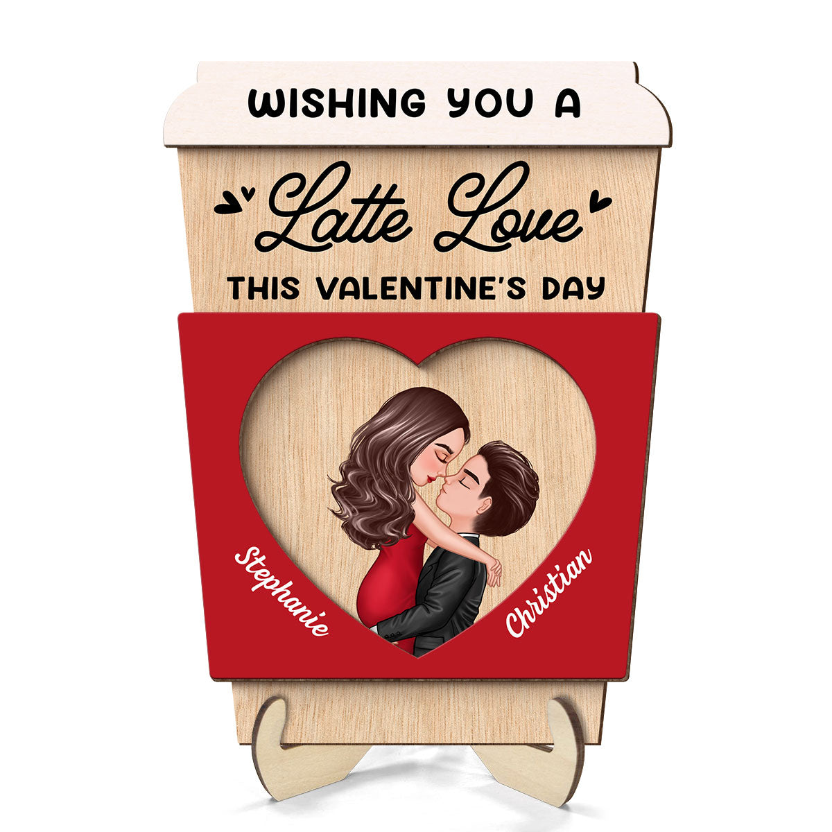 Wishing You A Latte Love Gift For Him Gift For Her Personalized 2-layer Wooden Plaque