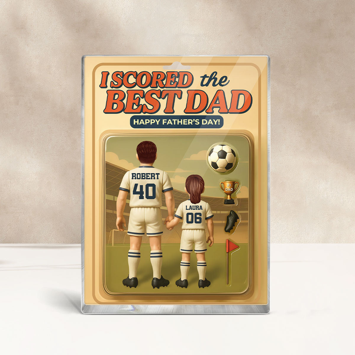 I Scored The Best Dad Soccer Custom Figure Personalized Acrylic Block Plaque, Gift for Dad, Gift for Husband
