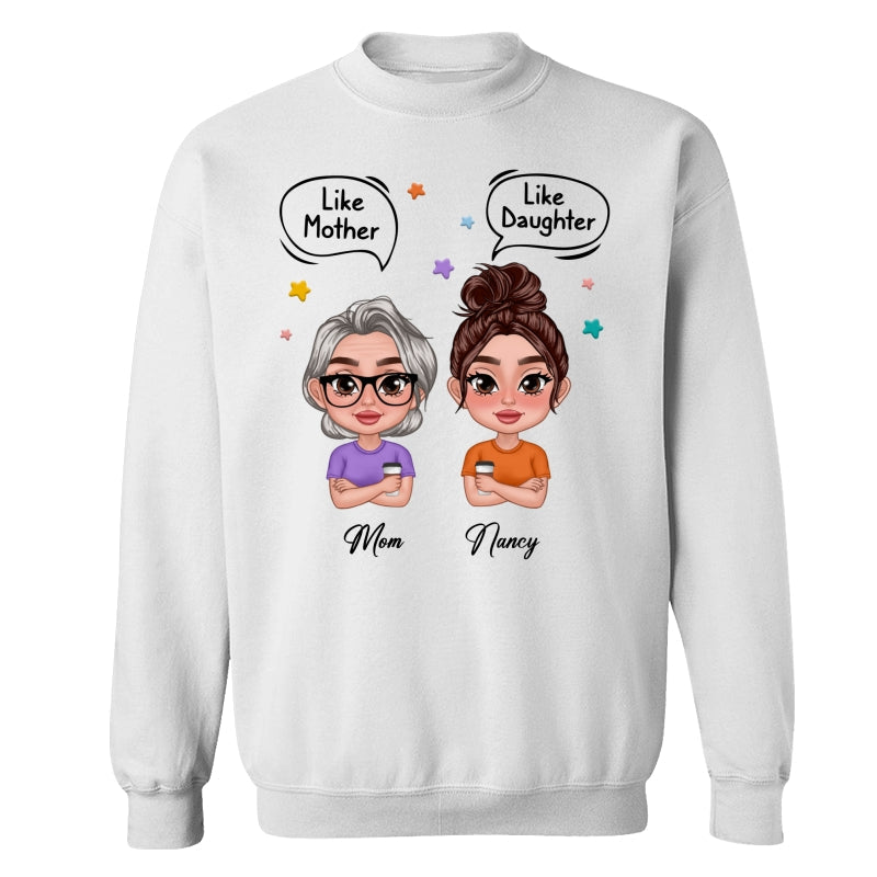 Like Mother Like Daughter Text Bubble Doll Women Thick Lips Personalized Shirt