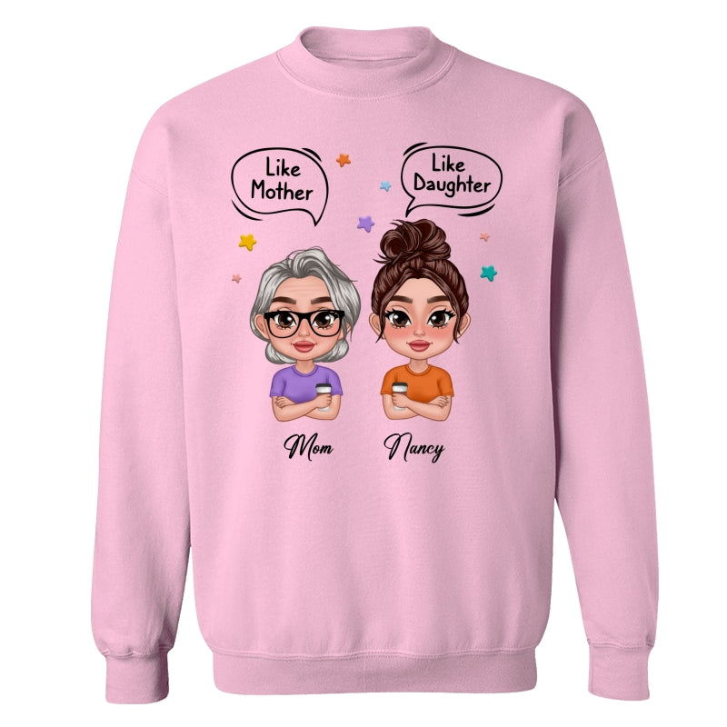 Like Mother Like Daughter Text Bubble Doll Women Thick Lips Personalized Shirt