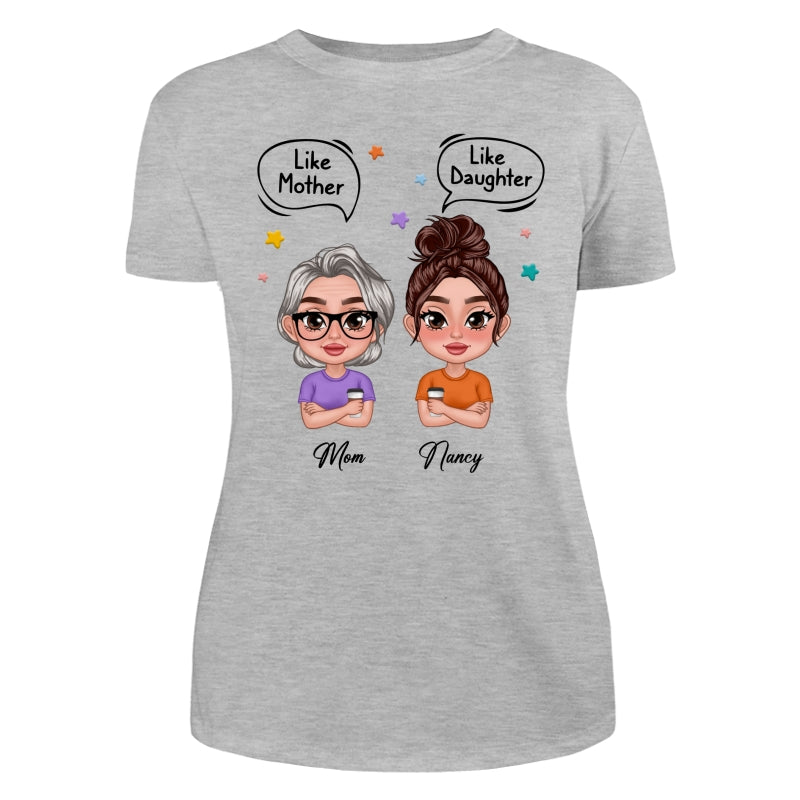 Like Mother Like Daughter Text Bubble Doll Women Thick Lips Personalized Shirt