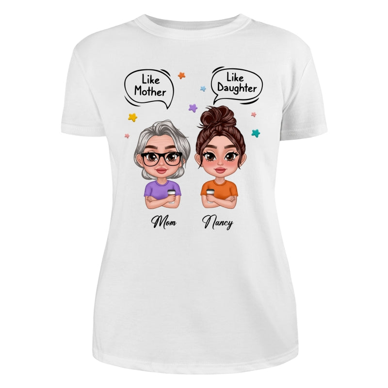 Like Mother Like Daughter Text Bubble Doll Women Thick Lips Personalized Shirt