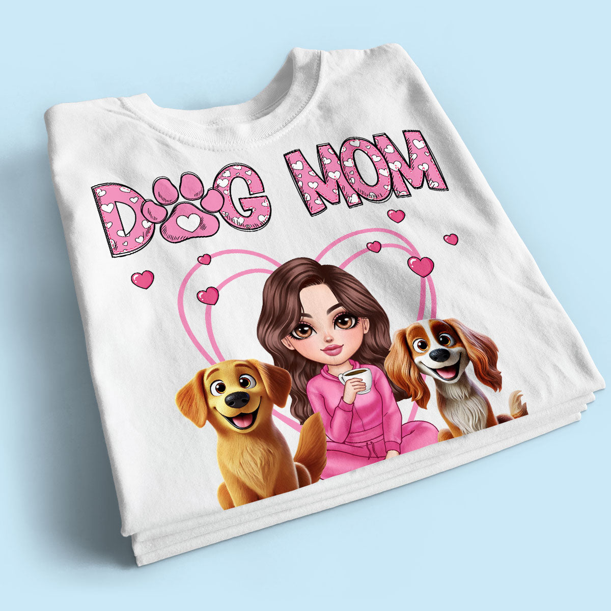 Pink Dog Mom Funny Cartoon Dog Personalized Shirt, Gift For Dog Lovers, Dog Moms