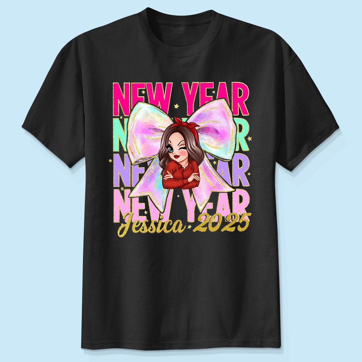 New year Coquette 2025, Happy New Year 2025 Retro Personalized Shirt, 12 New Chapters