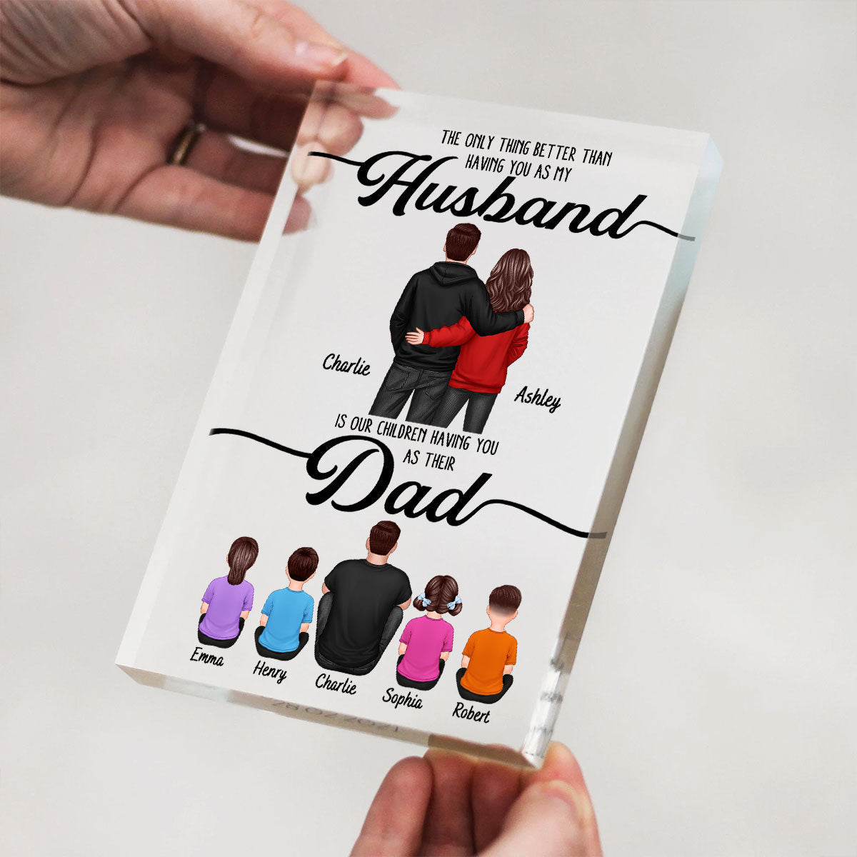 To My Husband Couple, Dad & Kids Personalized Acrylic Block, gift for Husband
