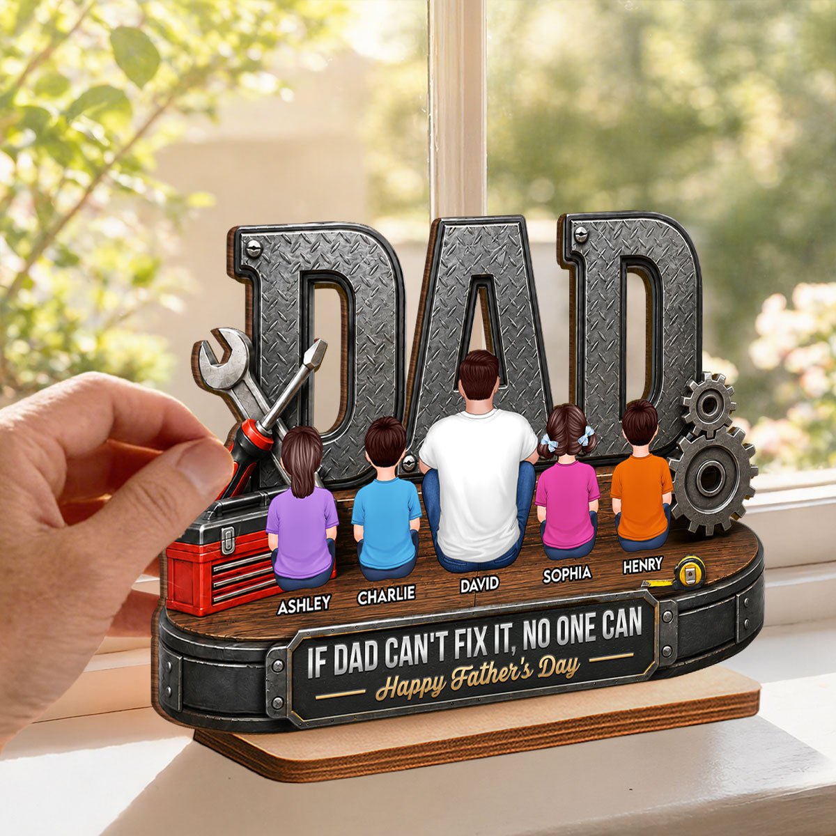 If Dad Can't Fix It No One Can - Personalized 2-Layered Wooden Plaque - Gift For Dad, Husband, DIY Dad, Handyman