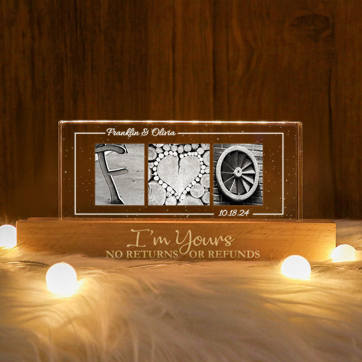 Couple Initials Alphabet Photography Art Anniversary Gift Personalized Acrylic Block LED Night Light, Heartfelt 2025 Gift, Anniversary Gift For Girlfriend, For Wife