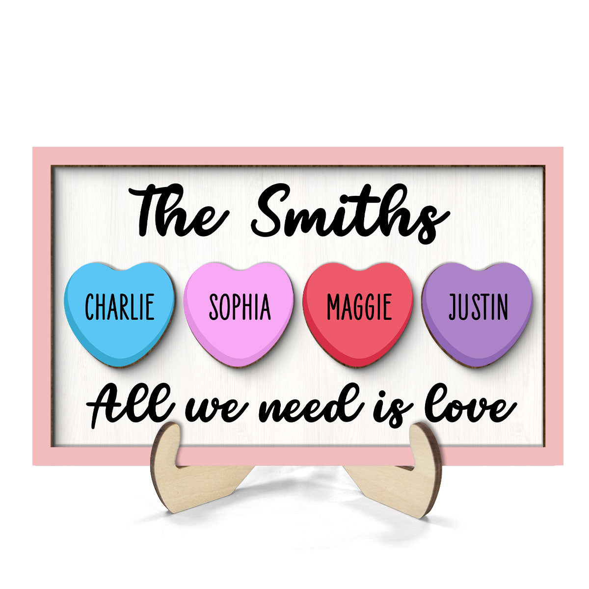 All We Need Is Love Family Decoration Personalized 2-Layer Wooden Plaque
