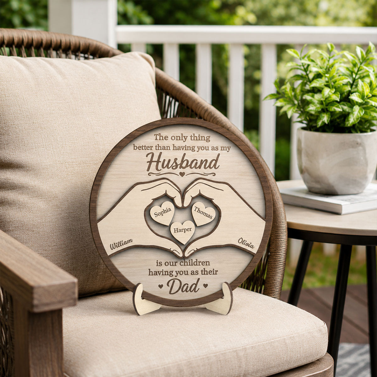 The Only Thing Having You As My Husband Hearts in Hands - Personalized 2-Layered Wooden Plaque - Gift For Husband