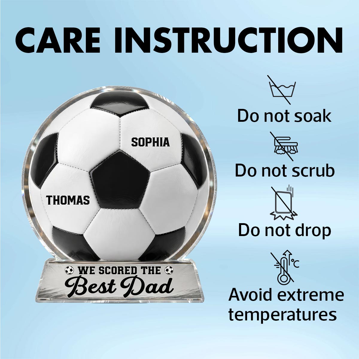 We Scored The Best Dad - Personalized Acrylic Block Plaque - Gift For Soccer Dad