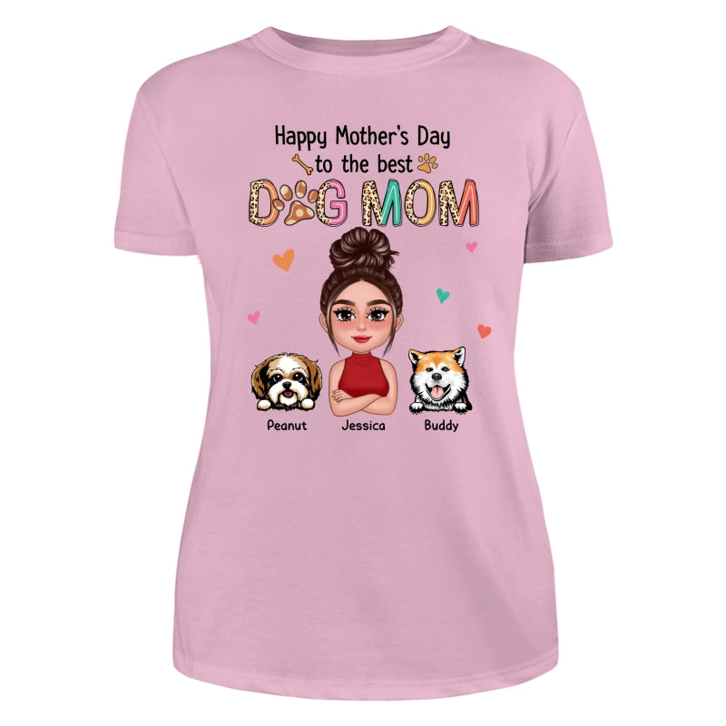 Happy Mother‘s Day To The Best Dog Mom Colorful Leopard Pattern Personalized Shirt