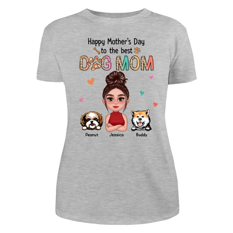 Happy Mother‘s Day To The Best Dog Mom Colorful Leopard Pattern Personalized Shirt