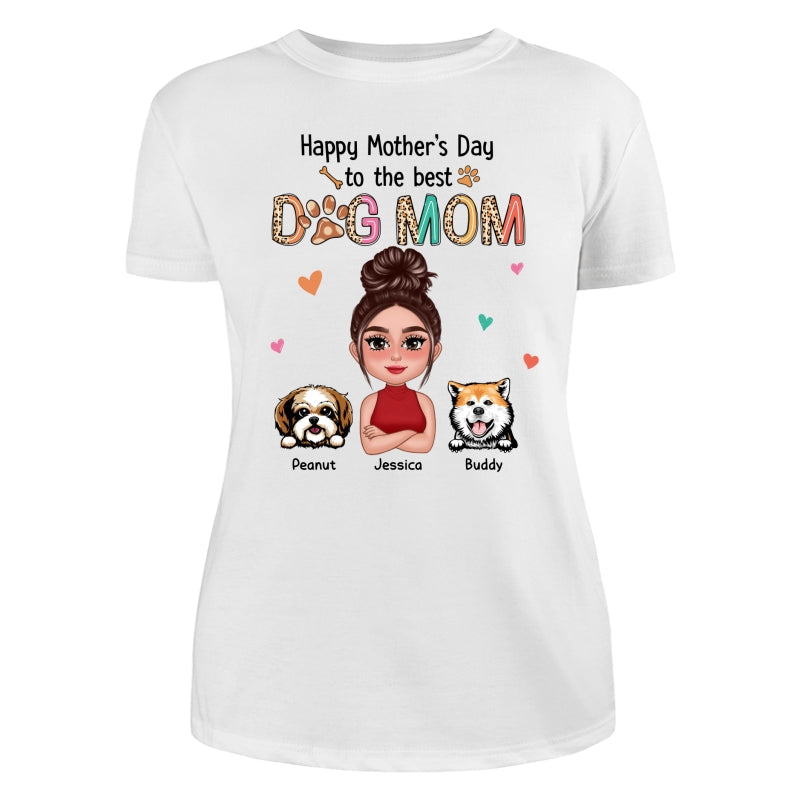 Happy Mother‘s Day To The Best Dog Mom Colorful Leopard Pattern Personalized Shirt