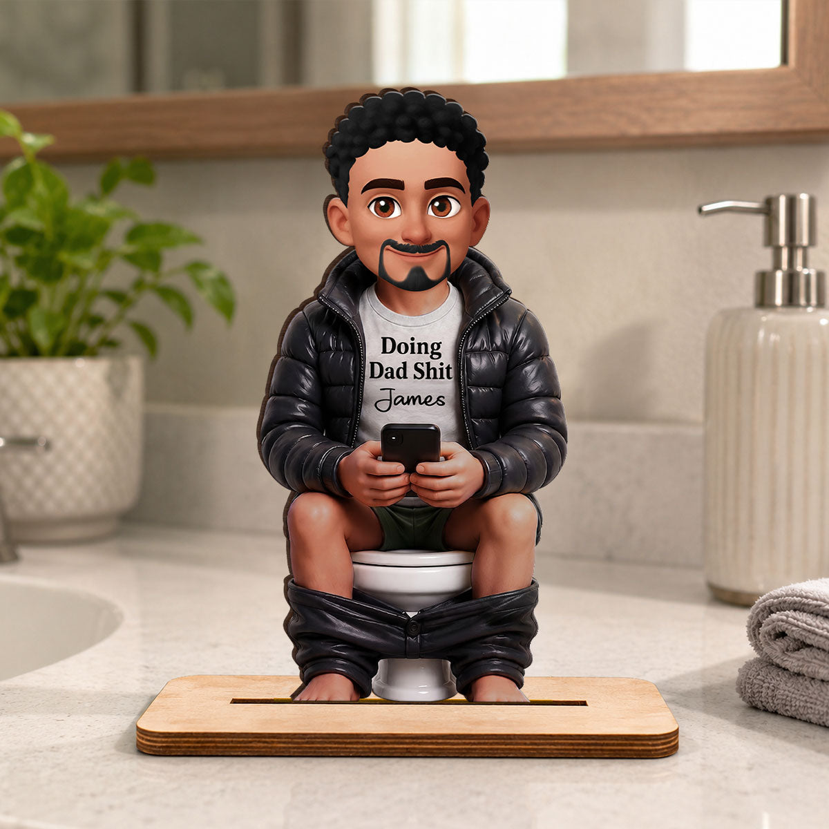 Doing Dad Sh*t Funny - Personalized 2-Layered Wooden Plaque - Funny Gift for Dad, Husband