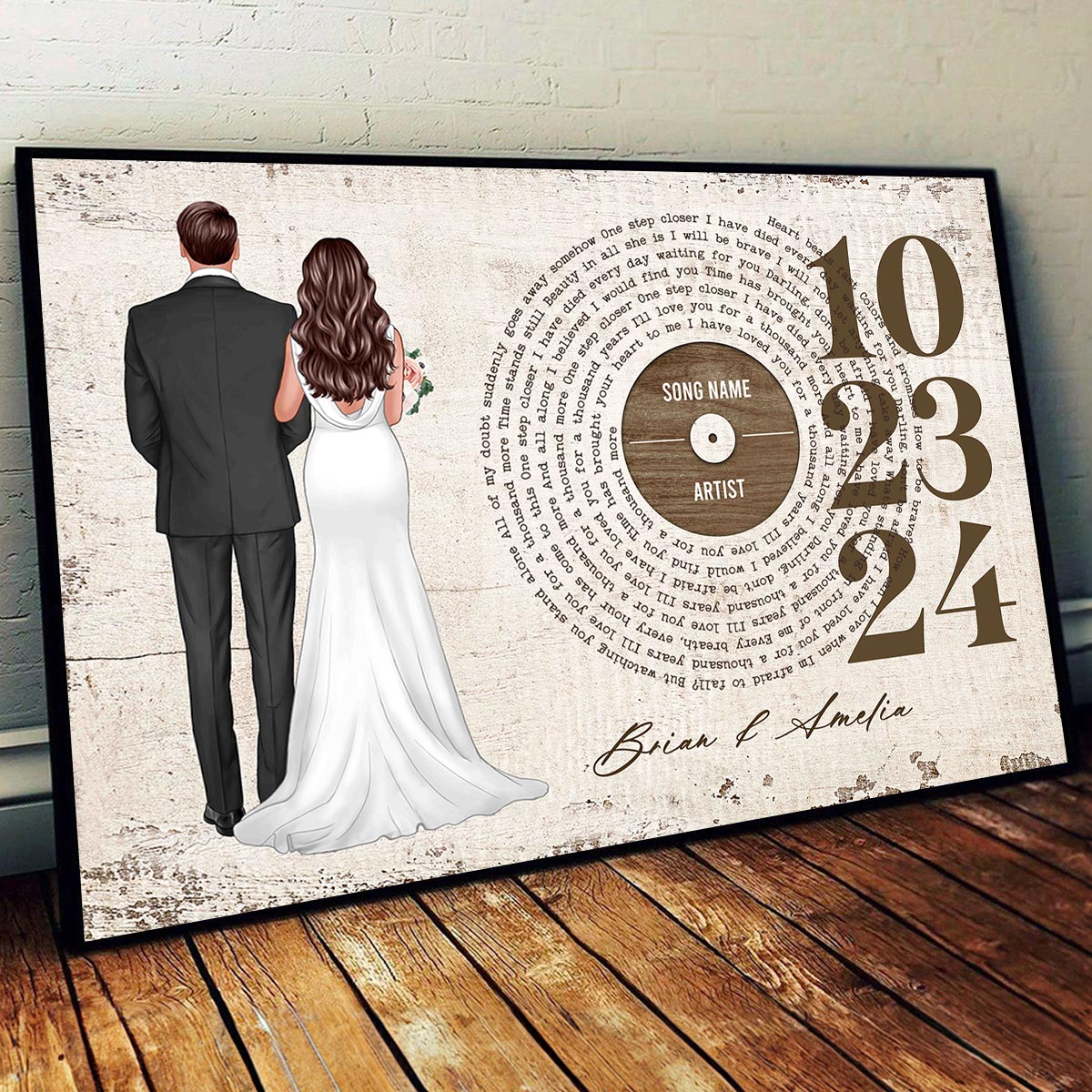 Couple Anniversay Date Custom Vinyl Lyrics Personalized Poster, Wedding Song Dance, Gift for her & for him