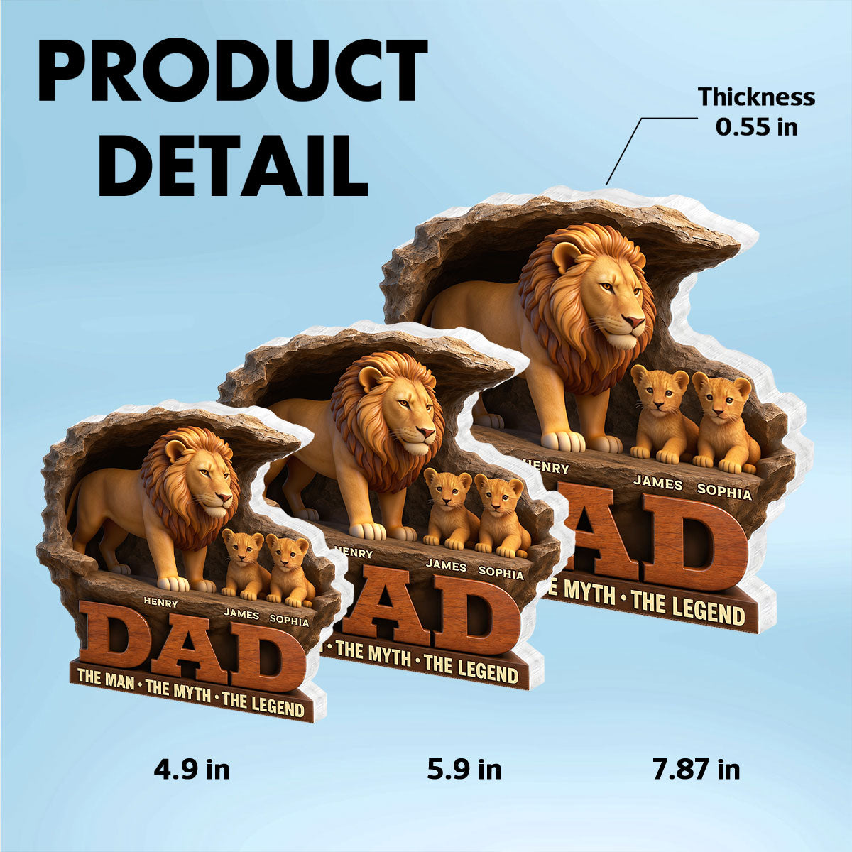 Lion Dad The Man The Myth The Legend - Personalized Acrylic Block Plaque - Cool Gift For Dad