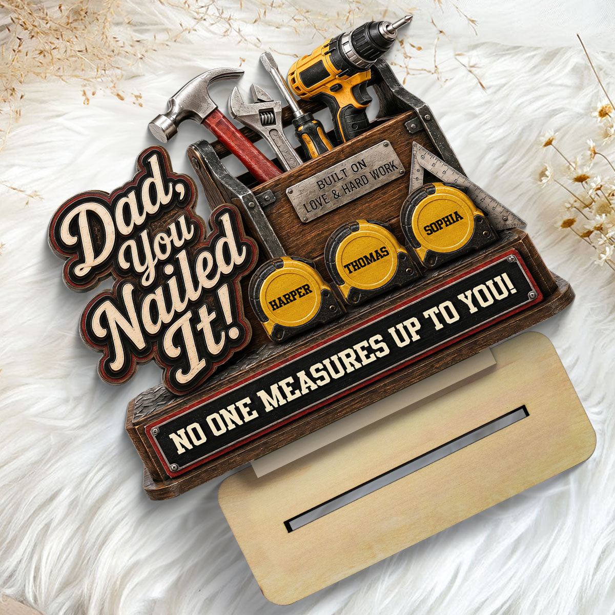 Dad You Nailed It Custom Name 2D Flat - Personalized 2-Layered Wooden Plaque - Gift For Dad