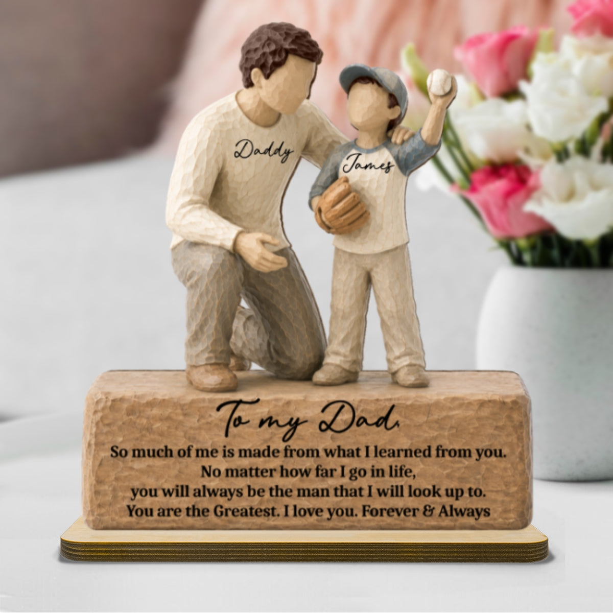 You Are The Greatest Father & Son 2D Flat Printed - Personalized 2-Layered Wooden Plaque - Sentimental Gift For Dad From Son