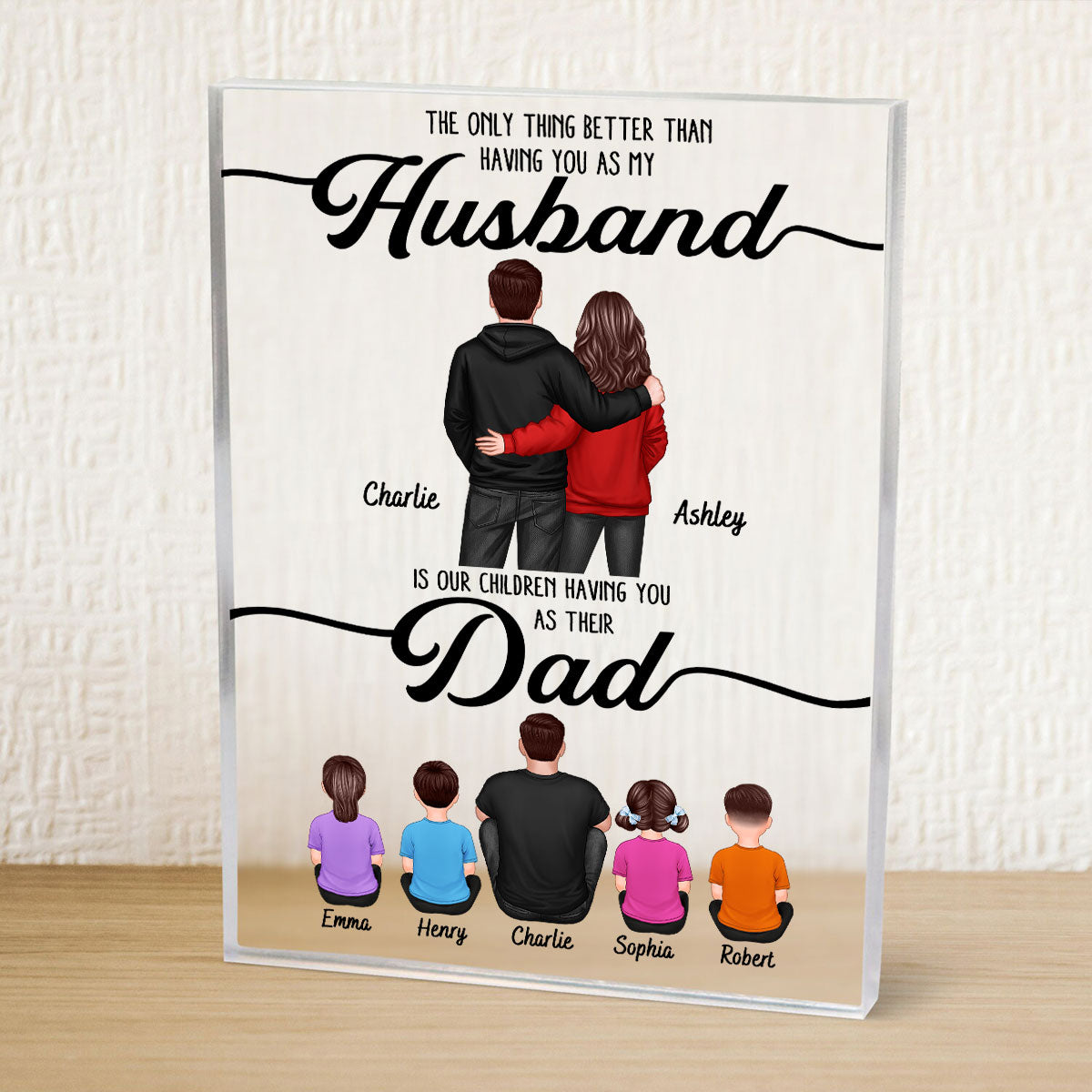 To My Husband Couple, Dad & Kids Personalized Acrylic Block, gift for Husband