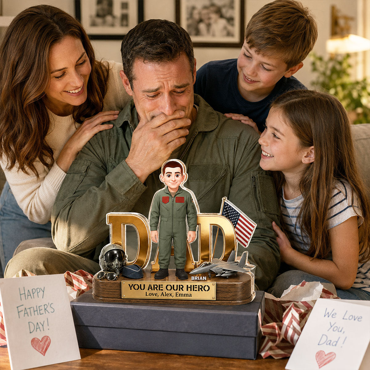 Proud American Air Force Dad You Are Our Hero - Personalized Acrylic Block Plaque - Gift For Dad