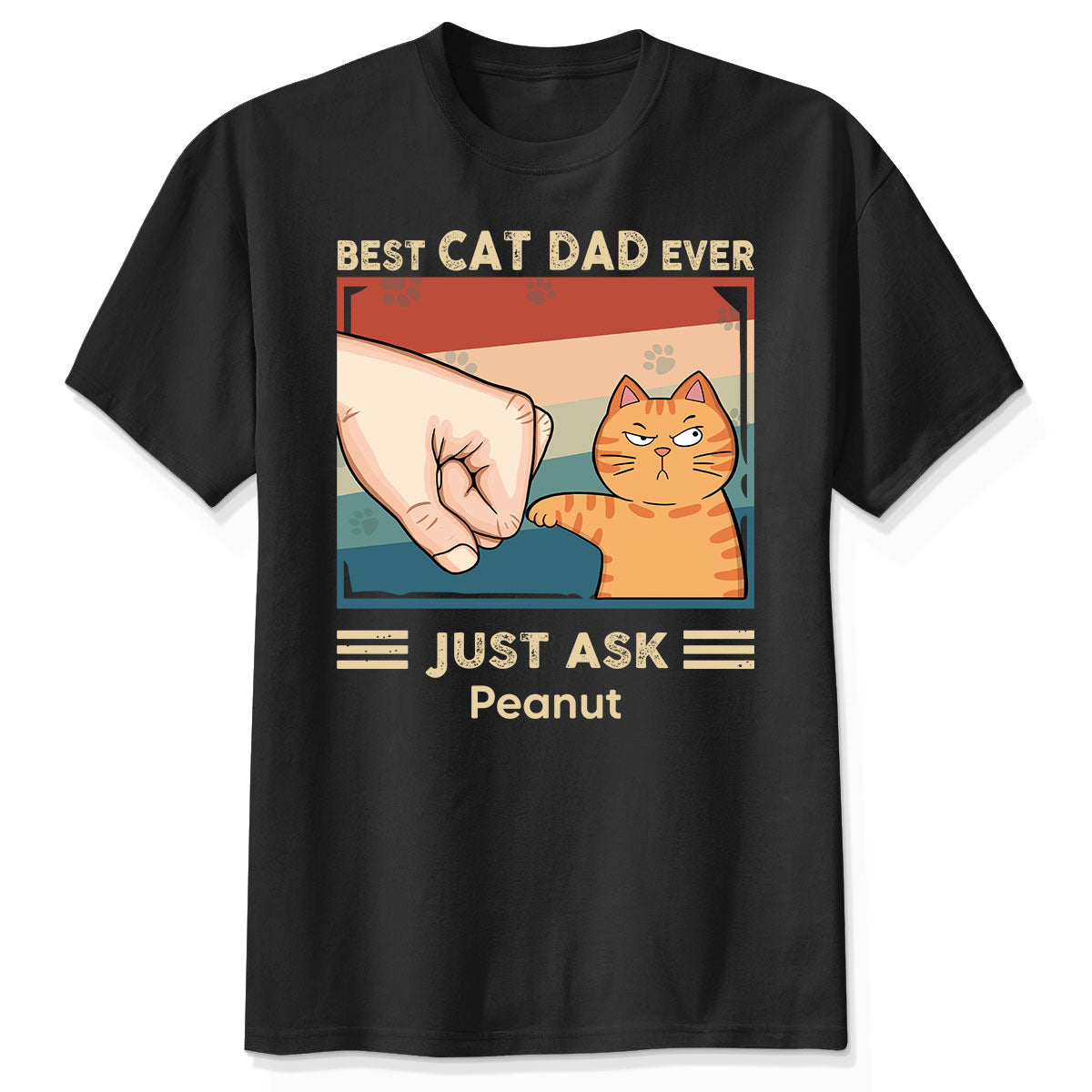 Retro Best Cat Dad Ever Fist Bump Funny Cute Cats Personalized Shirt