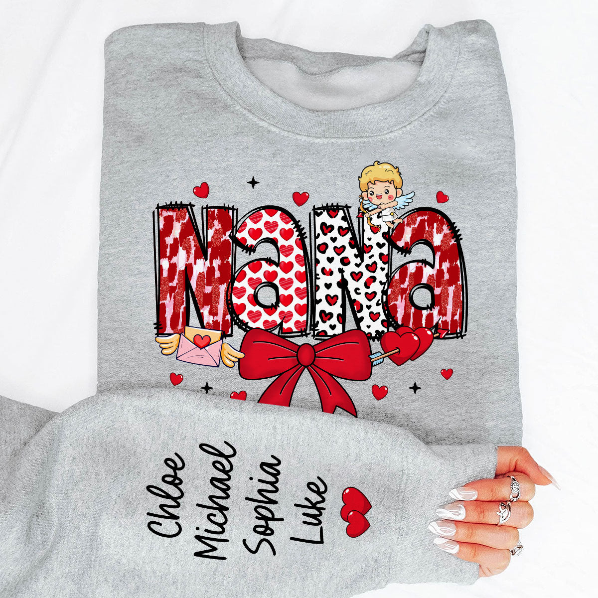 Grandma Personalized Sleeve Printed Sweatshirt, Gift For Grandma
