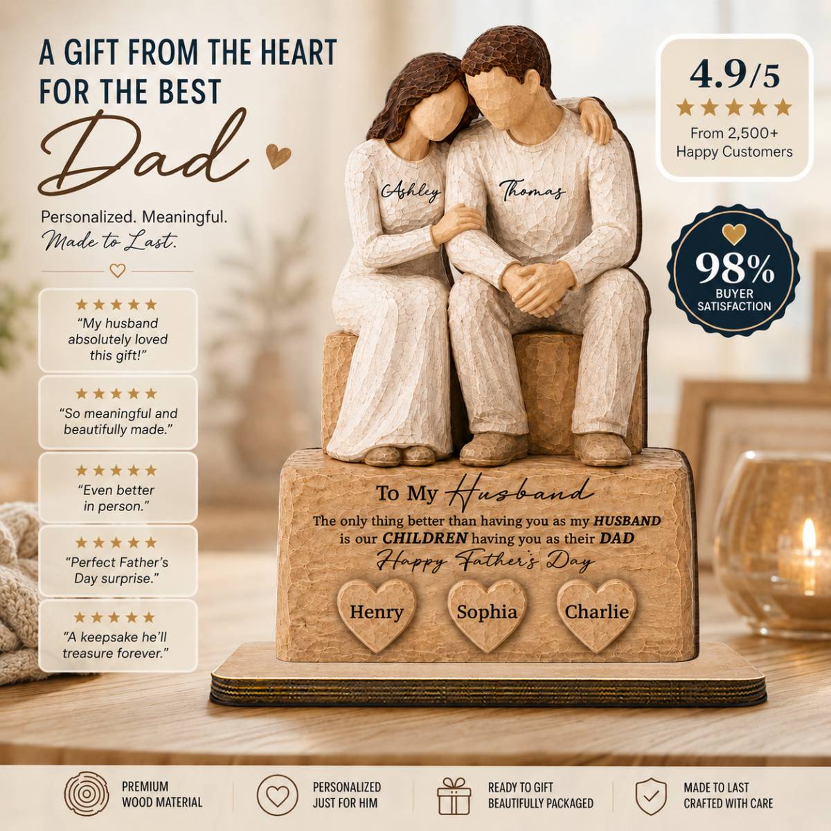 Sentimental Rustic To My Husband The Only Thing - Personalized 2-Layered Wooden Plaque - Heartfelt Gift For Husband, Dad