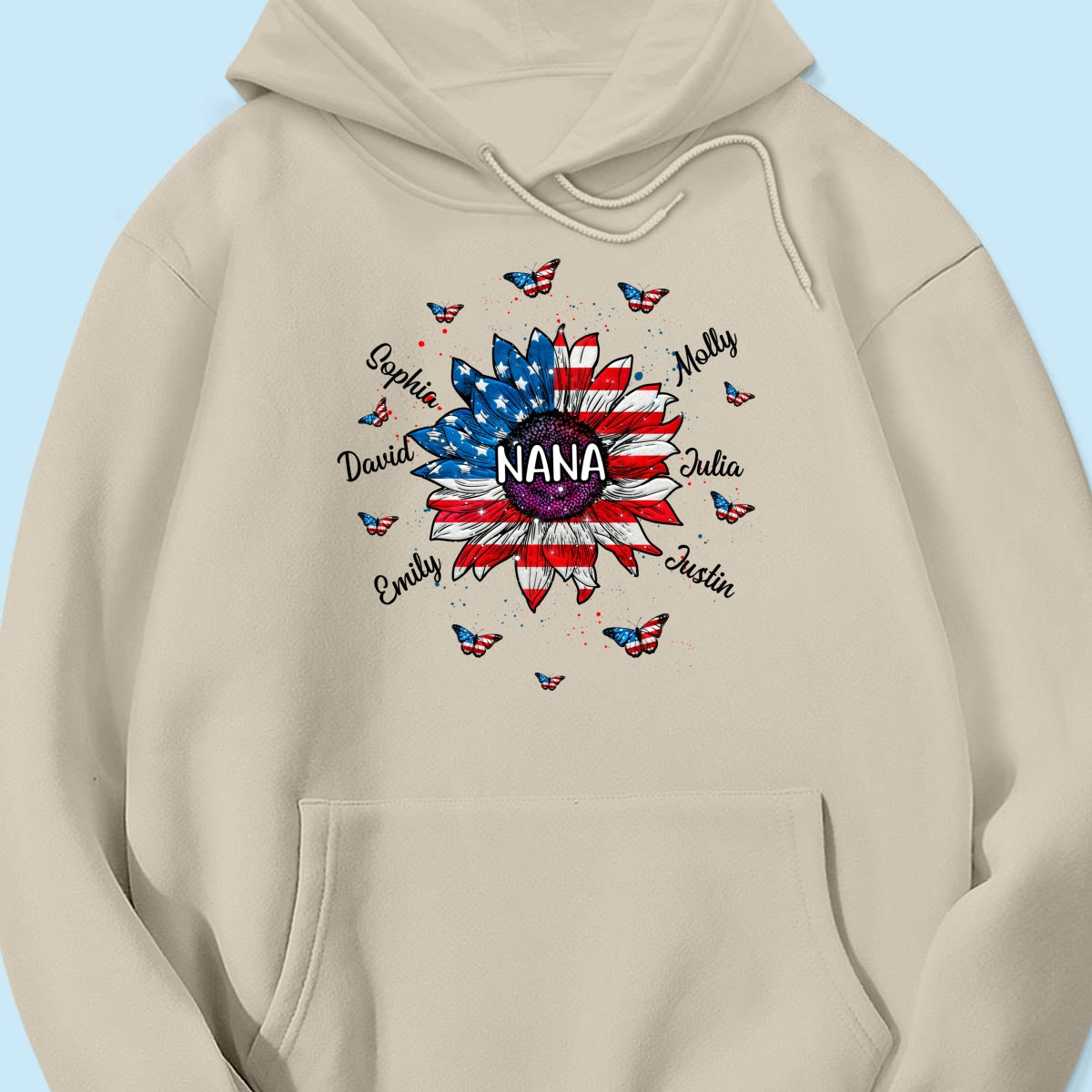 Grandma With Grandkids Names Nation Flag Sunflower Personalized Shirt