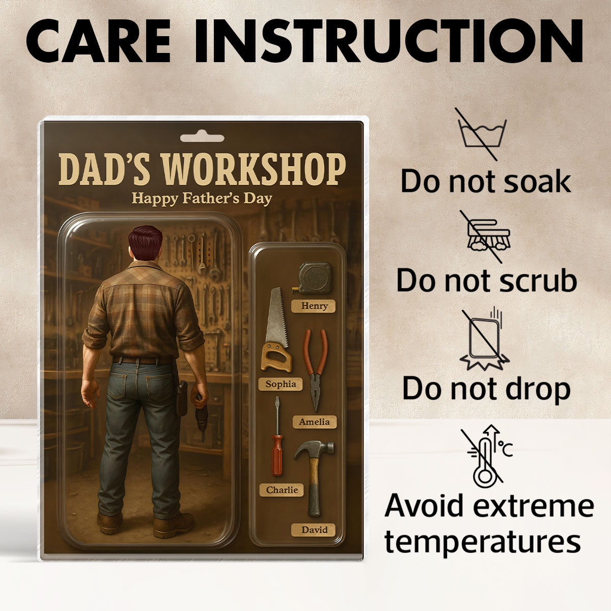 Dad's Workshop With Kids' Names Grandpa's Workshop Custom Figure Personalized Acrylic Block Plaque, Unique Gift For Him, For Dad, For Grandpa