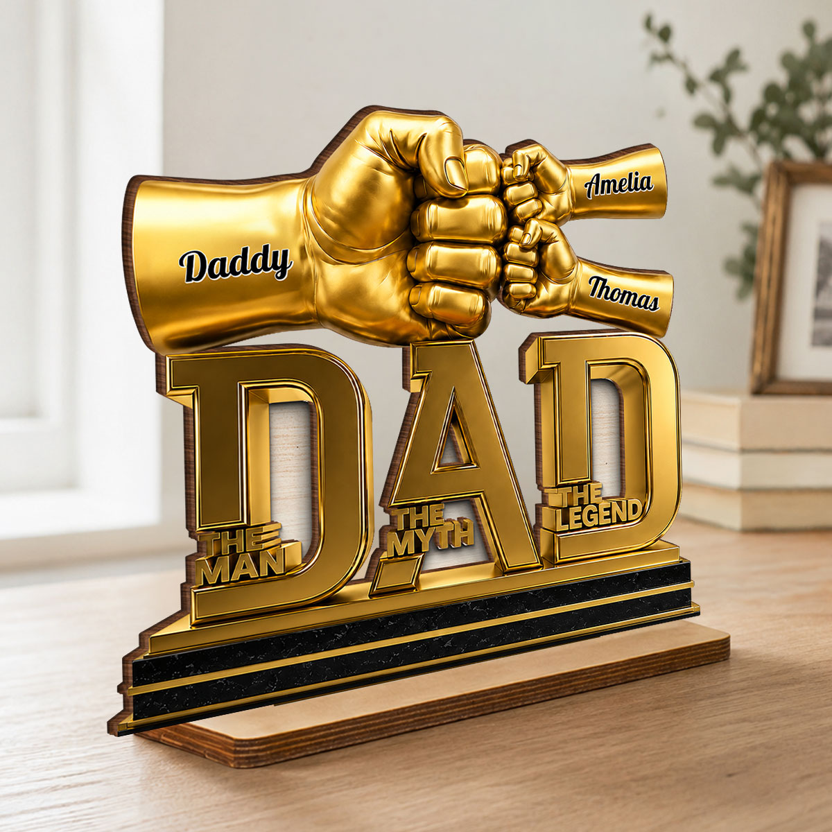 Dad The Man The Myth The Legend - Personalized 2-Layered Wooden Plaque - Gift for Dad, Husband