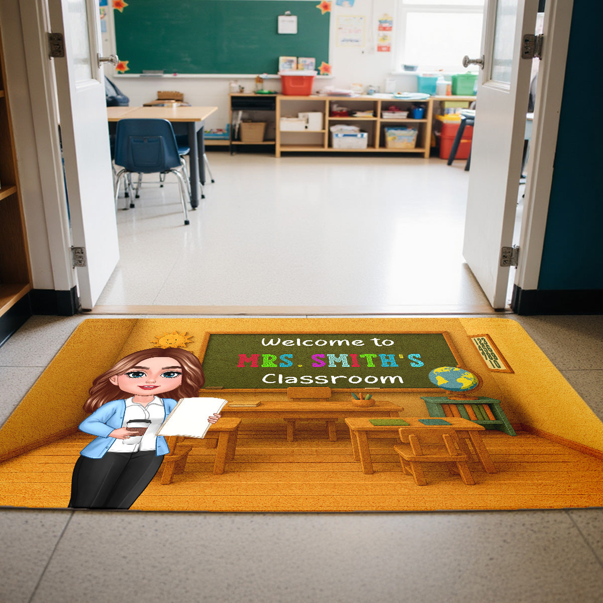 Teacher Welcome To Classroom 3D Effect Personalized Doormat