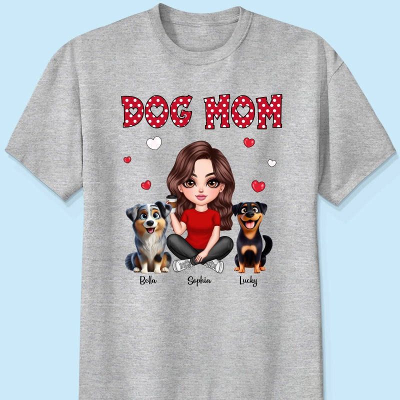 Polka Dot Cute 3D Dog Mom Personalized Shirt