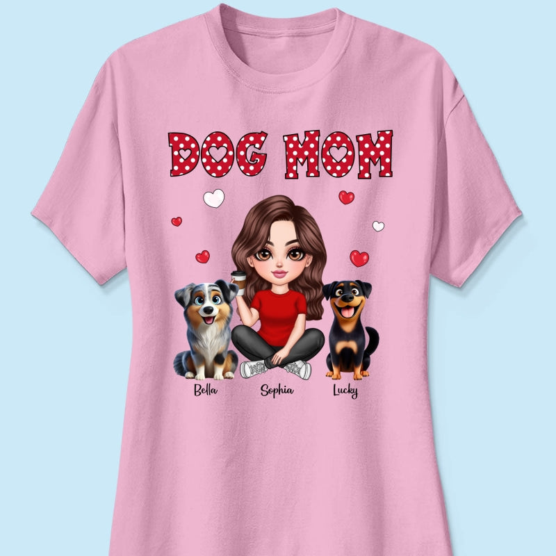 Polka Dot Cute 3D Dog Mom Personalized Shirt
