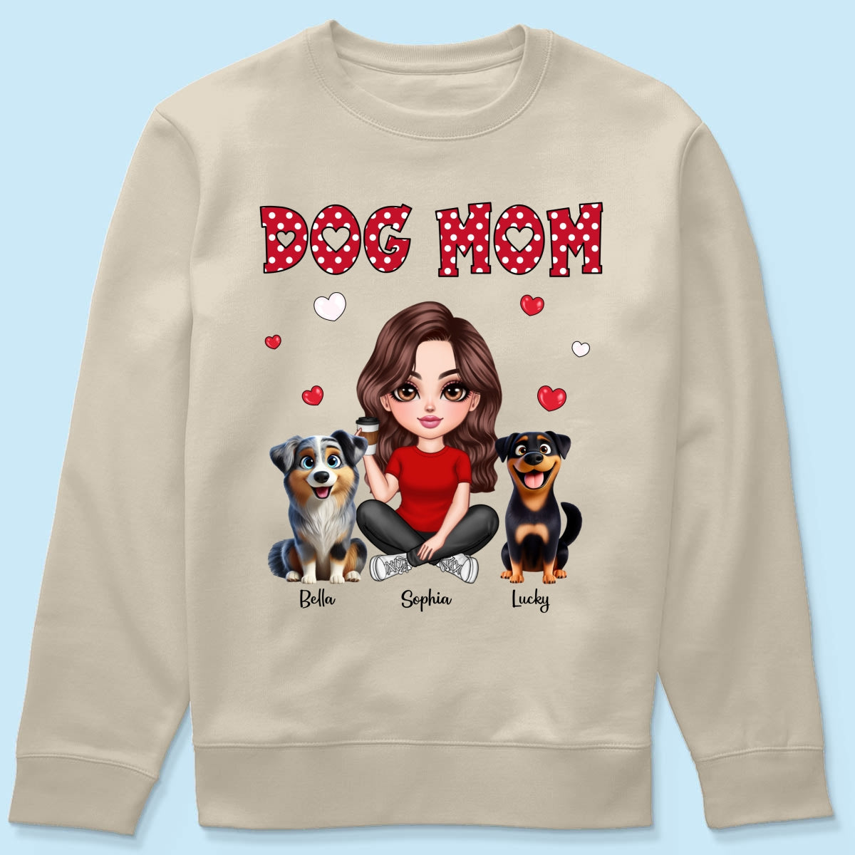 Polka Dot Cute 3D Dog Mom Personalized Shirt
