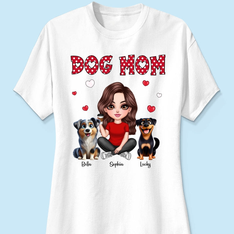Polka Dot Cute 3D Dog Mom Personalized Shirt