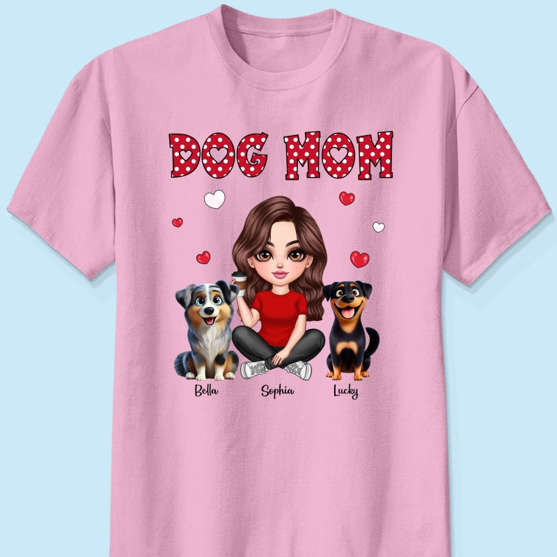Polka Dot Cute 3D Dog Mom Personalized Shirt