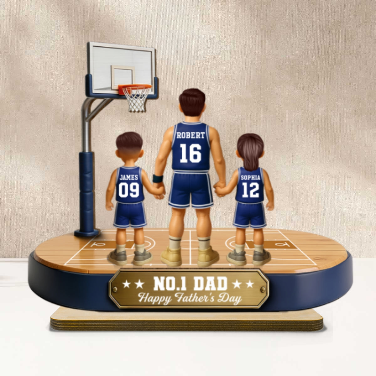 Daddy's Basketball Dream Team - Personalized 2-Layered Wooden Plaque - Gift For Basketball Dad