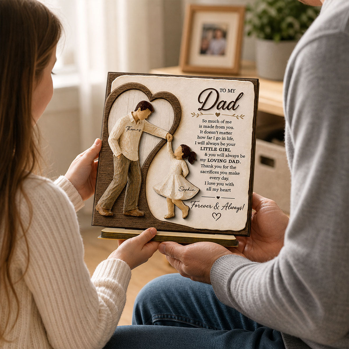 Will Always Be Your Little Girl Dancing Father & Daughter - Personalized 2-Layered Wooden Plaque - Sentimental Gift From Daughter