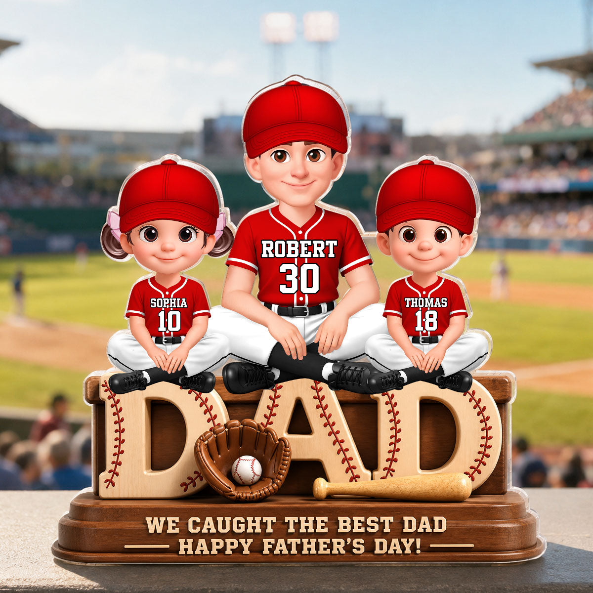 We Caught the Best Baseball Dad - Personalized Acrylic Block Plaque - Gift for Dad, Husband