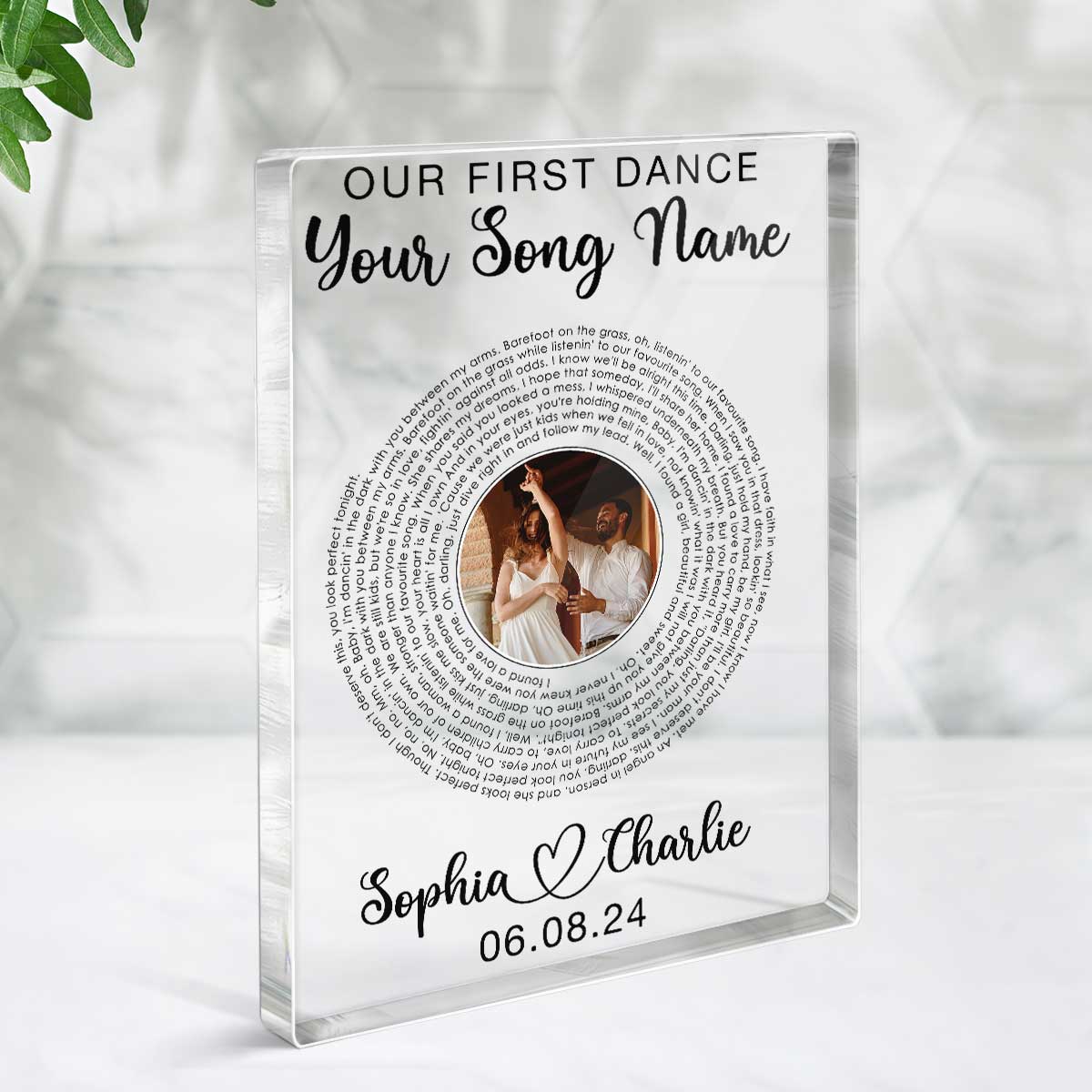 Our Favorite Song Vinyl Record Song Lyrics Art Personalized Rectangle Acrylic Plaque, Anniversary Gift For Him, Gift For Her